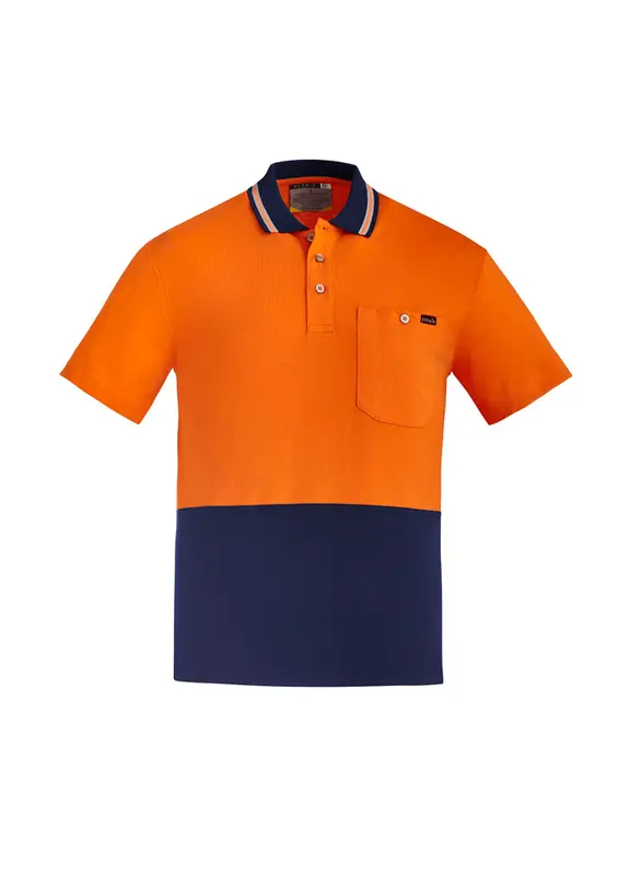 Mens Hi Vis Cotton Short Sleeve Polo – Roughalls & Overalls – available in orange, yellow colours