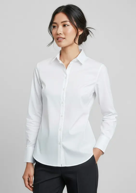 Camden Womens Long Sleeve Shirt – Shirts – available in black, blue, white colours