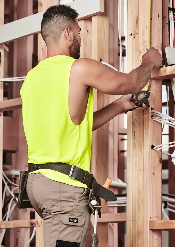 Mens Hi Vis Sleeveless Tee – Roughalls & Overalls – available in orange, yellow colours