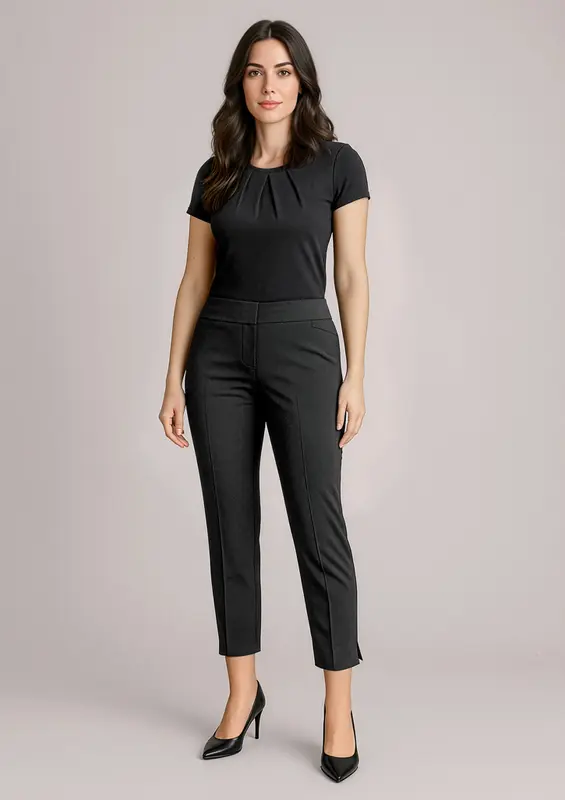Siena Womens 7/8 Mid-waist Slim Leg Pant – Pants – available in black, blue colours
