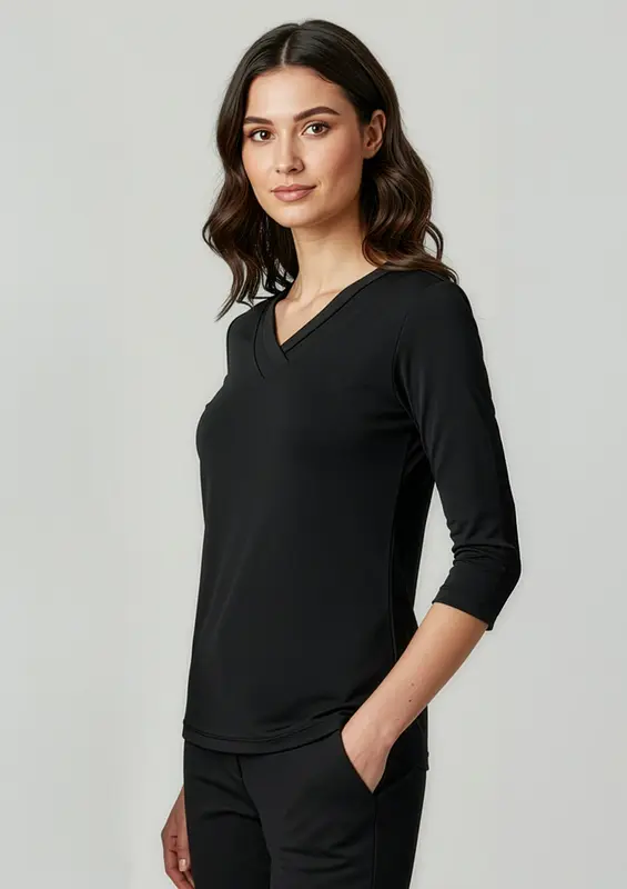 Lana Womens 3/4 Sleeve Top – Shirts – available in black colour