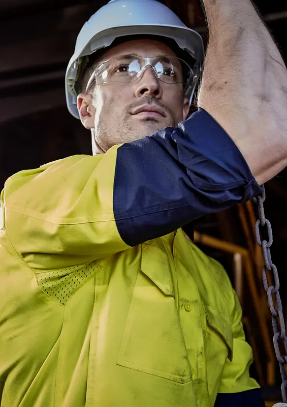 Mens Rugged Cooling Hi Vis Long Sleeve Shirt – Roughalls & Overalls – available in orange, yellow colours
