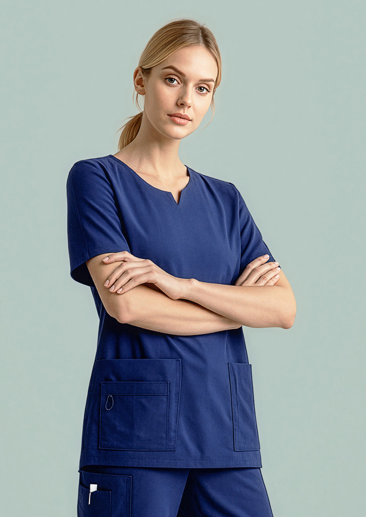 Womens Avery Round Neck Scrub Top