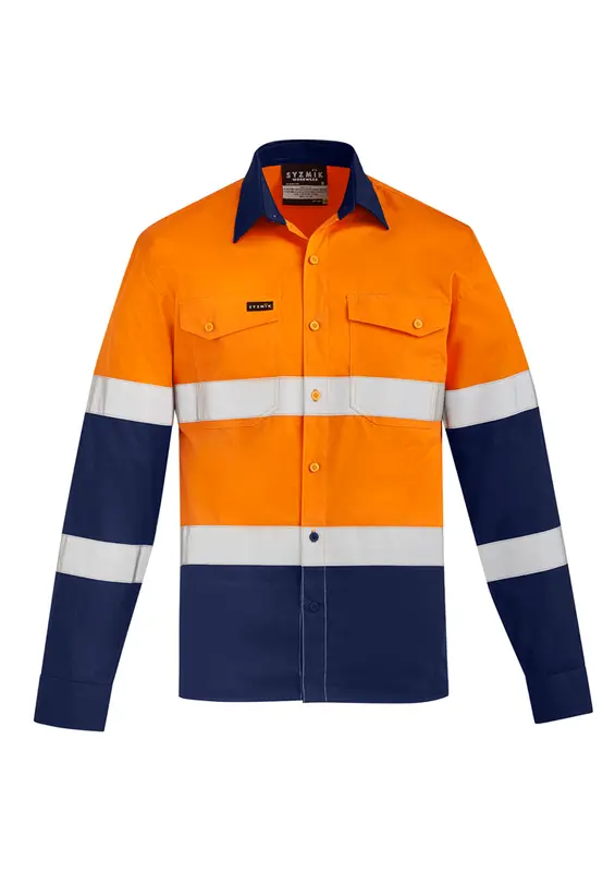 Mens Lightweight Bio Motion Long SleeveShirt – Roughalls & Overalls – available in orange, yellow colours