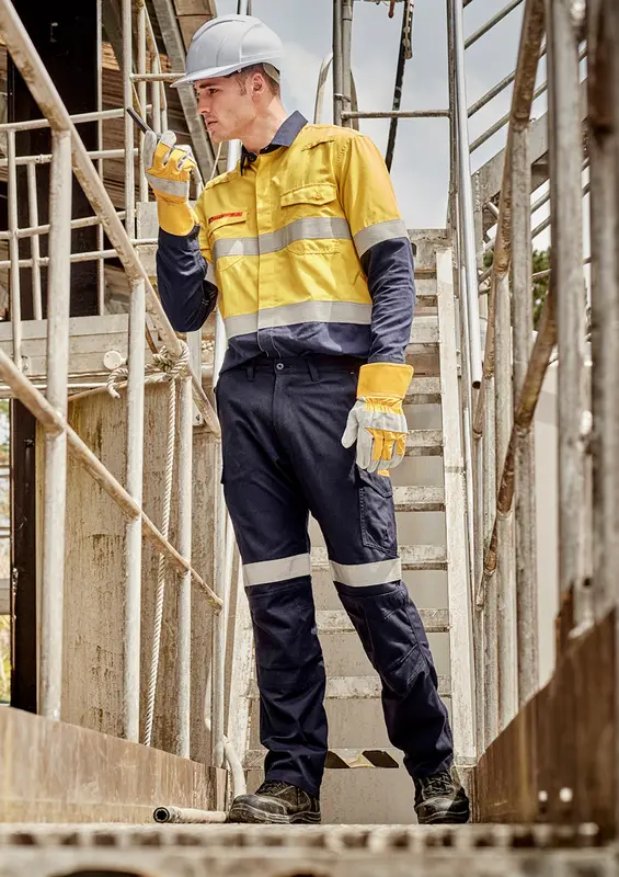 Mens Orange Flame Taped Cargo Pant (Stout) – Pants – available in blue colour