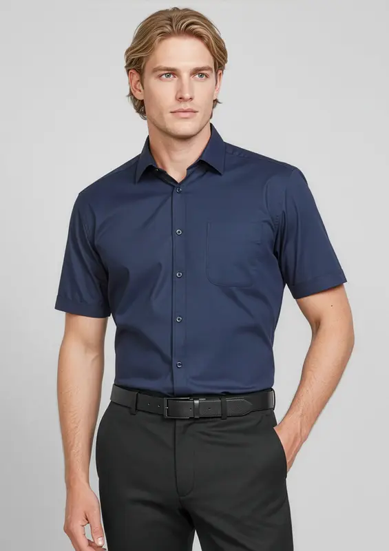Monaco Mens Short Sleeve Shirt – Shirts – available in black, blue, white colours