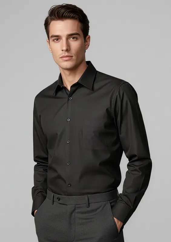 Metro Mens Long Sleeve Shirt – Shirts – available in black, blue, white colours