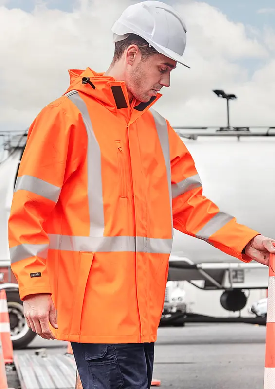 Mens Hi Vis X Back Heavy Duty Waterproof Jacket – Roughalls & Overalls – available in orange colour