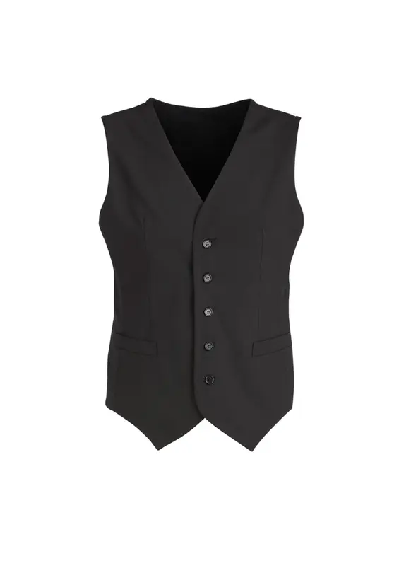 Comfort Wool Stretch Mens Peaked Vest with Knitted Back – Vests – available in black colour