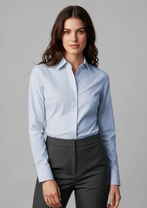 Ambassador Womens Long Sleeve Shirt – Shirts – available in blue, silver colours