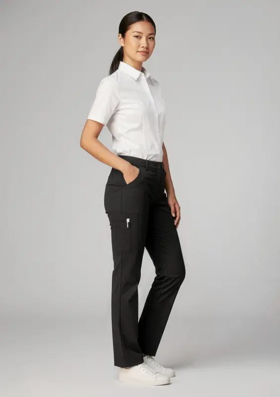 Comfort Waist Womens Cargo Pant – Pants – available in black, blue colours
