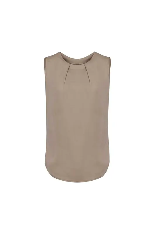 Estelle Womens Sleeveless Pleat Detail Blouse – Shirts – available in brown colour