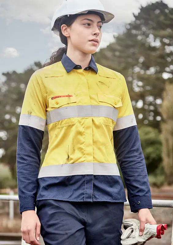 Womens Orange Flame Lightweight Ripstop Taped Shirt – Roughalls & Overalls – available in orange, yellow colours
