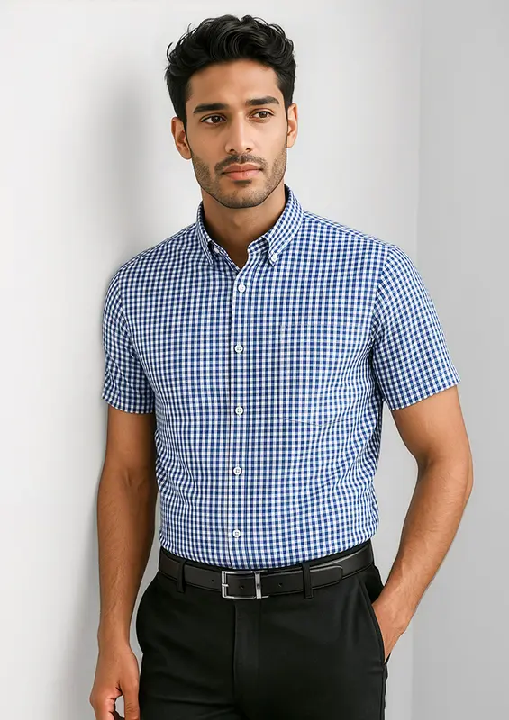Springfield Mens Short Sleeve Shirt – Shirts – available in blue colour