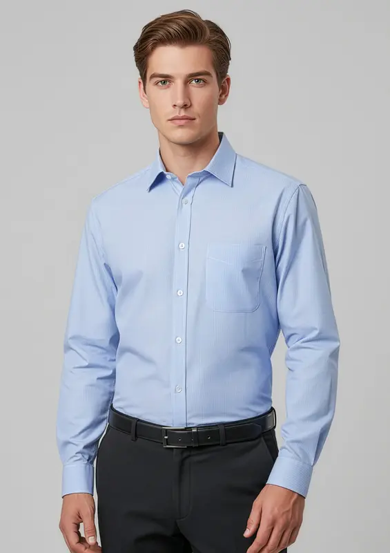 Euro Mens Long Sleeve Shirt – Shirts – available in blue colour