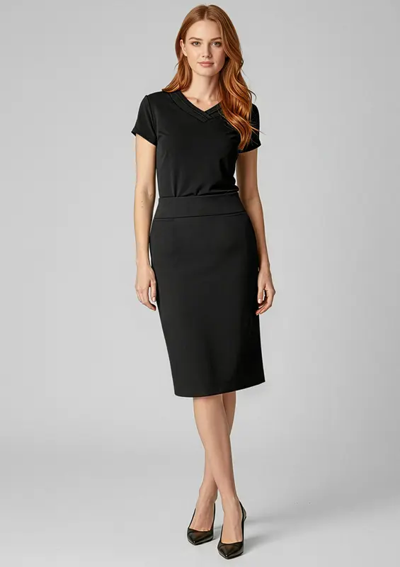 Classic Womens Below Knee Skirt – Skirts – available in black, blue colours