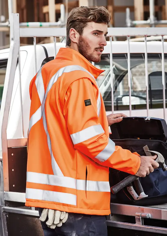 Unisex Hi Vis X Back 2 In 1 Softshell Jacket – Roughalls & Overalls – available in orange colour
