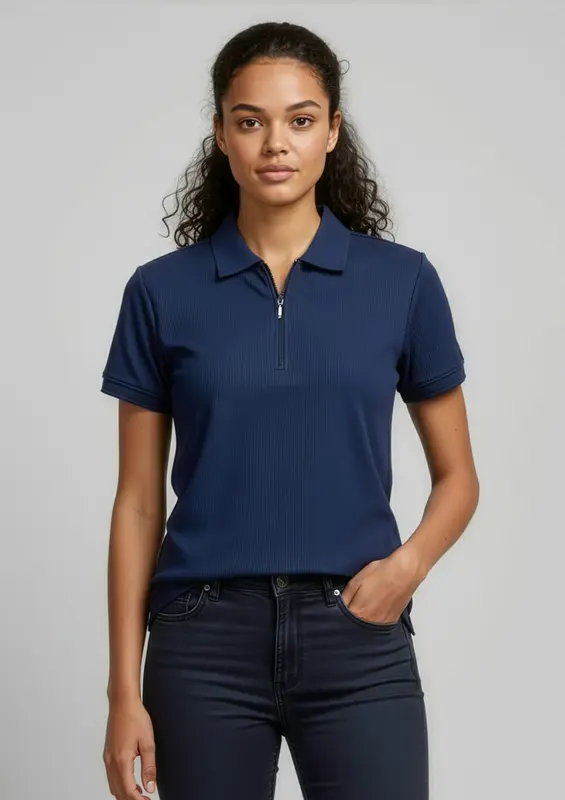 Micro Womens Waffle Short Sleeve Polo