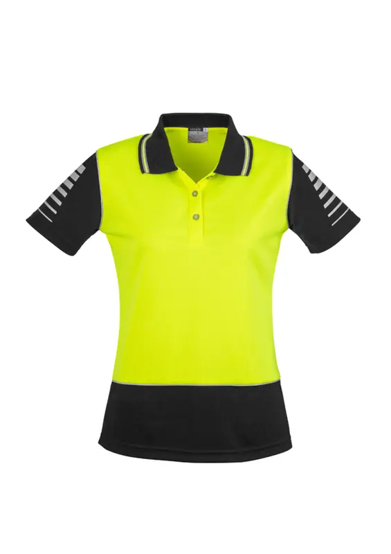 Womens Hi Vis Zone Short Sleeve Polo – Roughalls & Overalls – available in orange, yellow colours