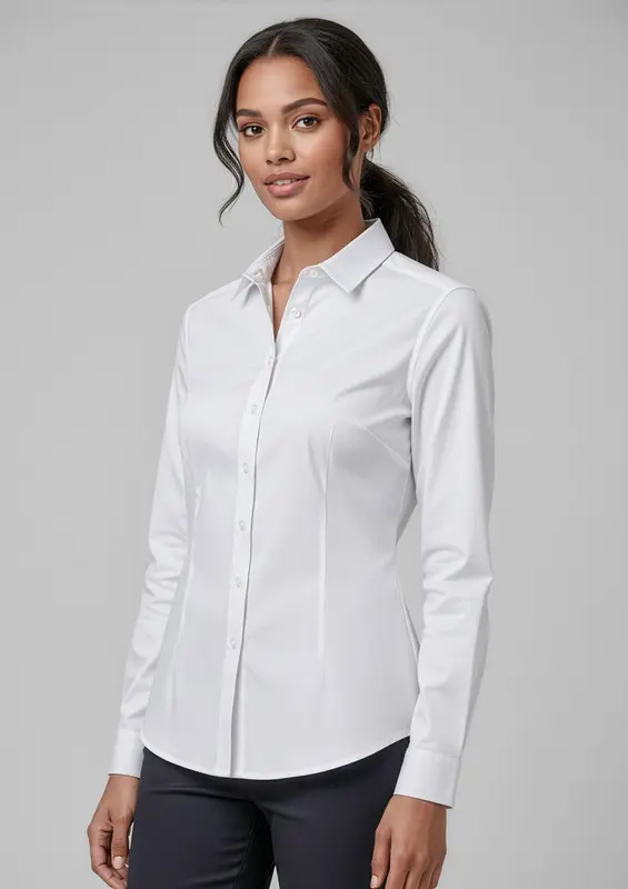 Dalton Womens Long Sleeve Shirt – Shirts – available in black, blue, white colours