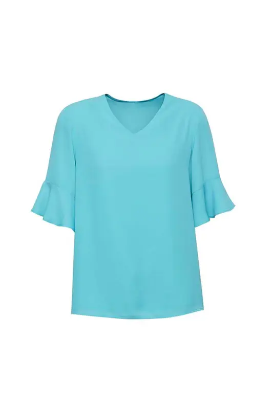 Aria Womens Fluted Sleeve Blouse – Shirts – available in blue, pink, purple colours