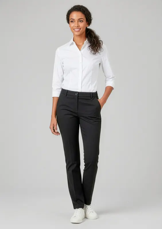 Comfort Waist Womens Straight Leg Pant – Pants – available in black, blue colours