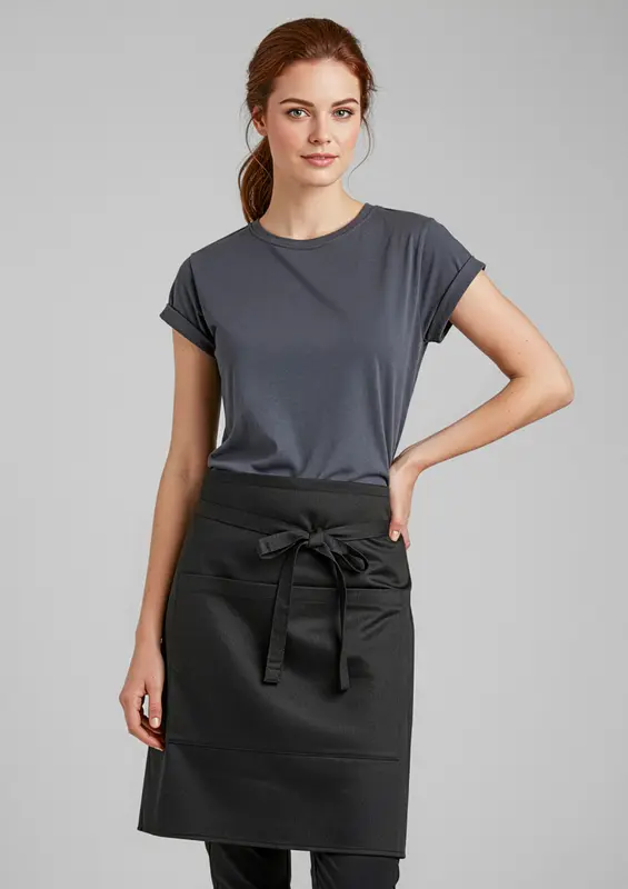 Short Waisted Apron – Aprons – available in black colour