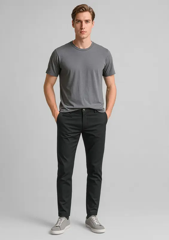 Traveller Mens Tapered Stretch Chino Pant – Pants – available in black, blue colours