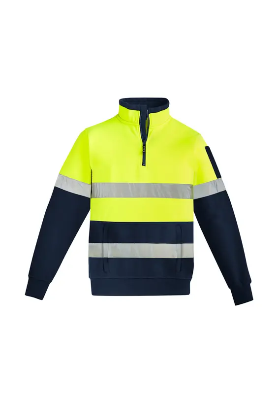 Mens Hi Vis 1/4 Zip Pullover - Hoop Taped – Roughalls & Overalls – available in orange, yellow colours