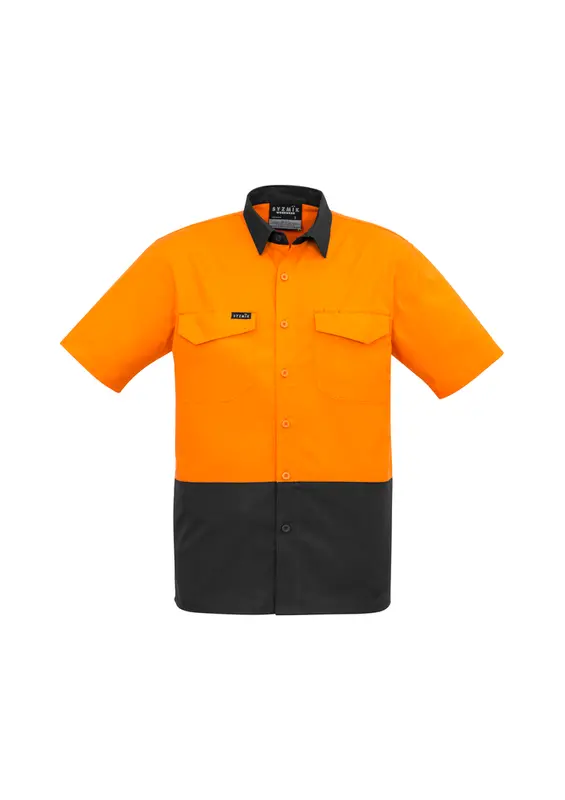 Mens Rugged Cooling Hi Vis Short Sleeve Shirt – Roughalls & Overalls – available in orange, yellow colours