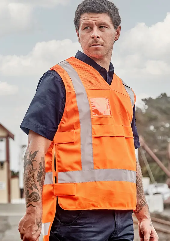 Unisex Hi Vis NSW Rail Vest – Roughalls & Overalls – available in orange colour