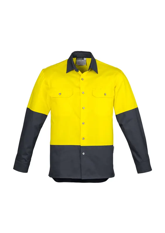 Mens Industrial Long Sleeve Shirt – Roughalls & Overalls – available in orange, yellow colours