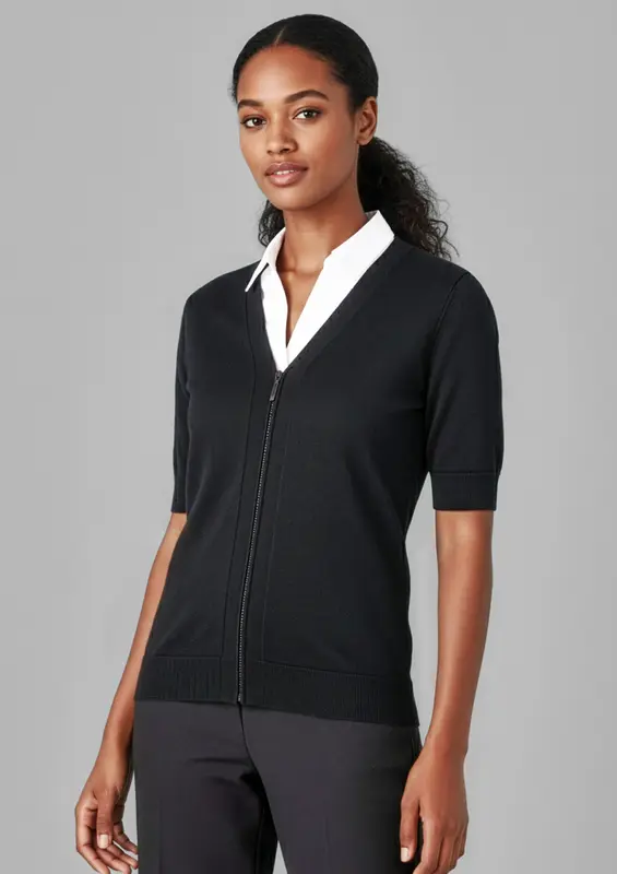 Zip Front Womens Short Sleeve Knit Cardigan – Jackets