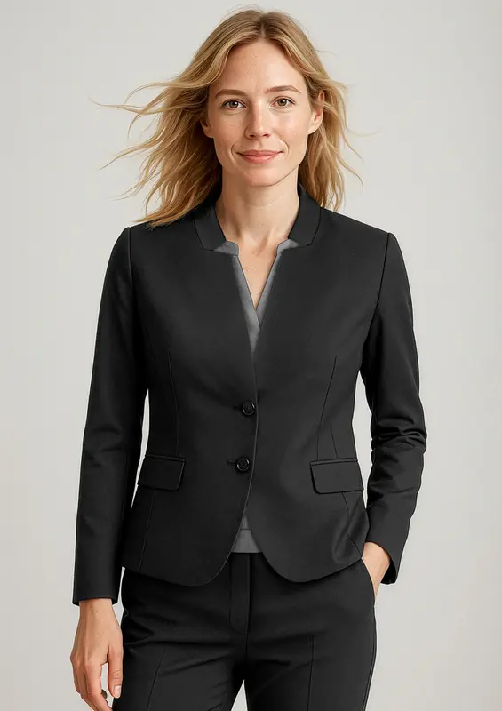 Comfort Wool Stretch Womens Short Jacket with Reverse Lapel – Jackets