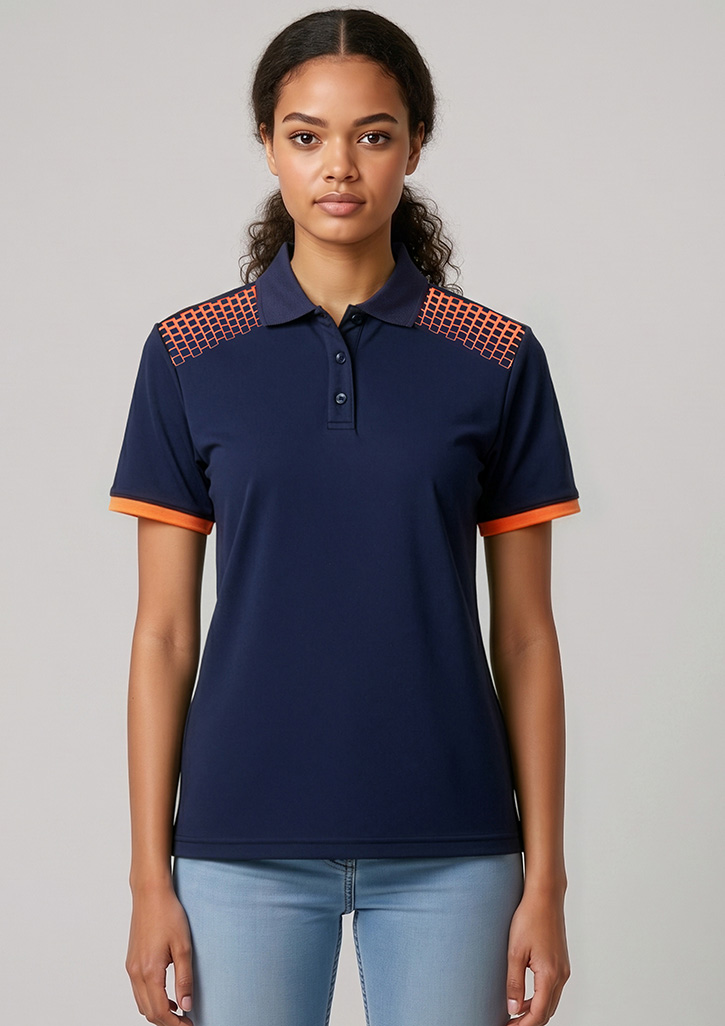 Galaxy Womens Short Sleeve Polo – Polo Shirts – Biz Collection – available in Black/Red, Grey/Cyan, Navy/Fluoro Yellow, White/Royal – thumbnail 8 of 20