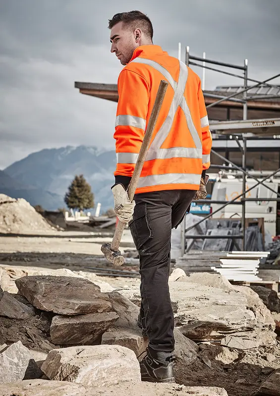 Unisex Hi Vis X Back Rail Jumper – Roughalls & Overalls – available in orange colour