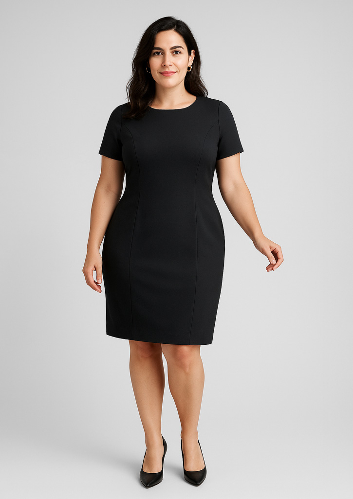 Womens Comfort Wool Stretch Short Sleeve Shift Dress