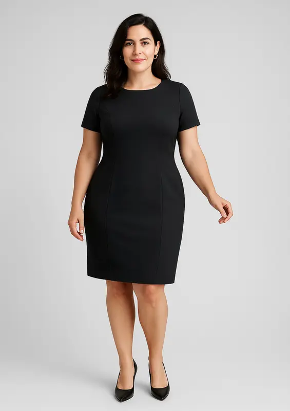 Comfort Wool Stretch Womens Short Sleeve Shift Dress