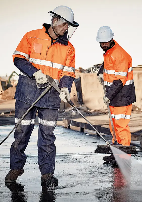 Mens Hi Vis Taped Storm Pant – Roughalls & Overalls – available in blue, orange, yellow colours