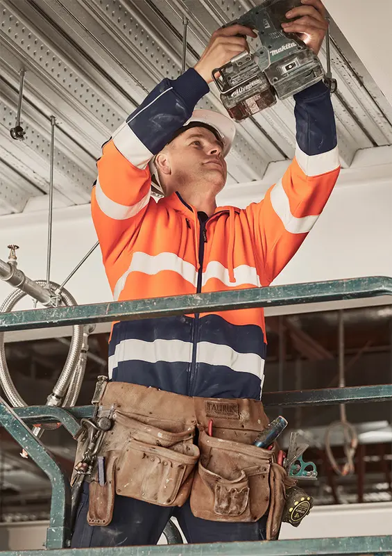 Unisex Hi Vis Full Zip Stretch Taped Hoodie – Roughalls & Overalls – available in orange, yellow colours