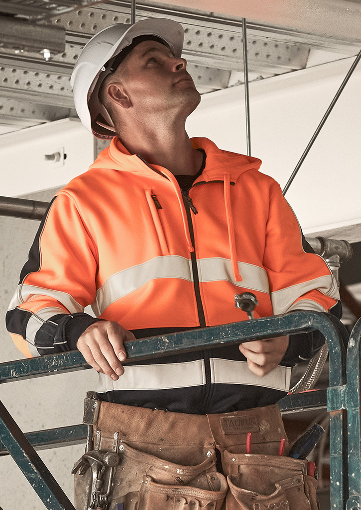 Unisex Hi Vis Full Zip Stretch Taped Hoodie