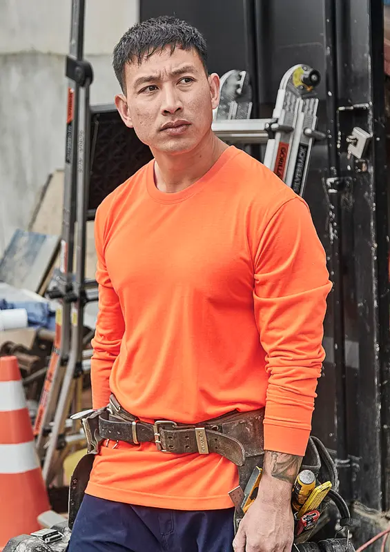Mens Hi Vis Long Sleeve Tee – Roughalls & Overalls – available in orange, yellow colours