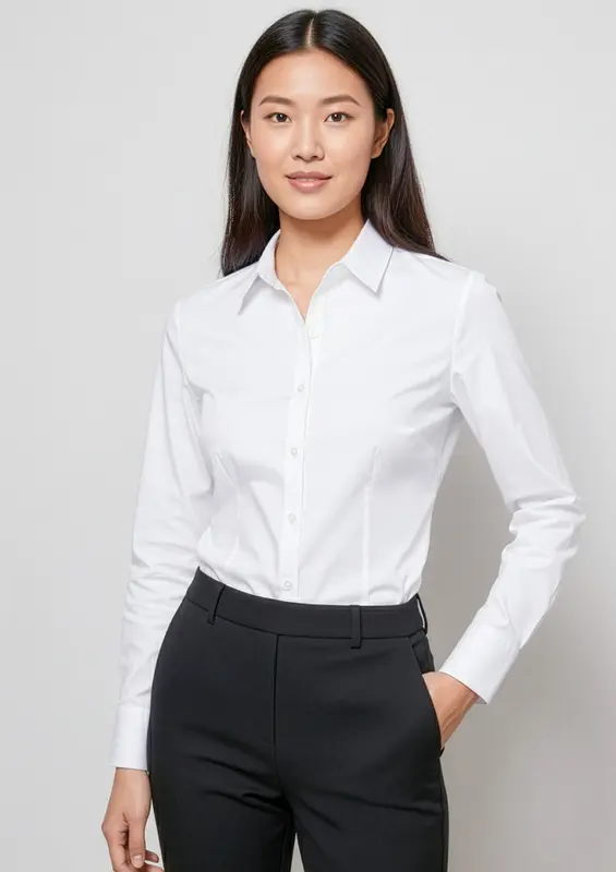 Luxe Womens Long Sleeve Shirt – Shirts – available in blue, white colours