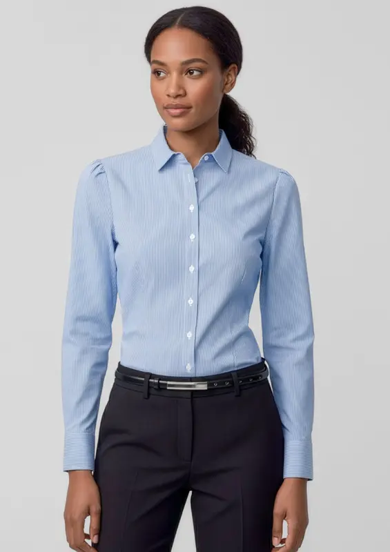Euro Womens Long Sleeve Shirt – Shirts – available in blue colour