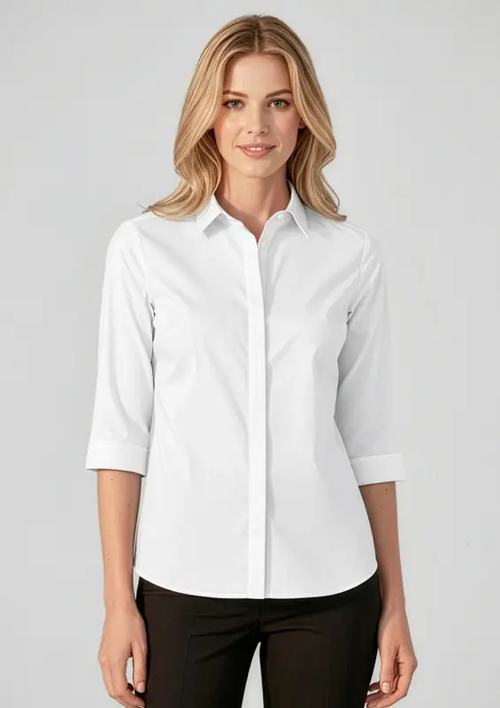 Charlie Womens 3/4 Sleeve Shirt – Shirts – available in black, blue, white colours