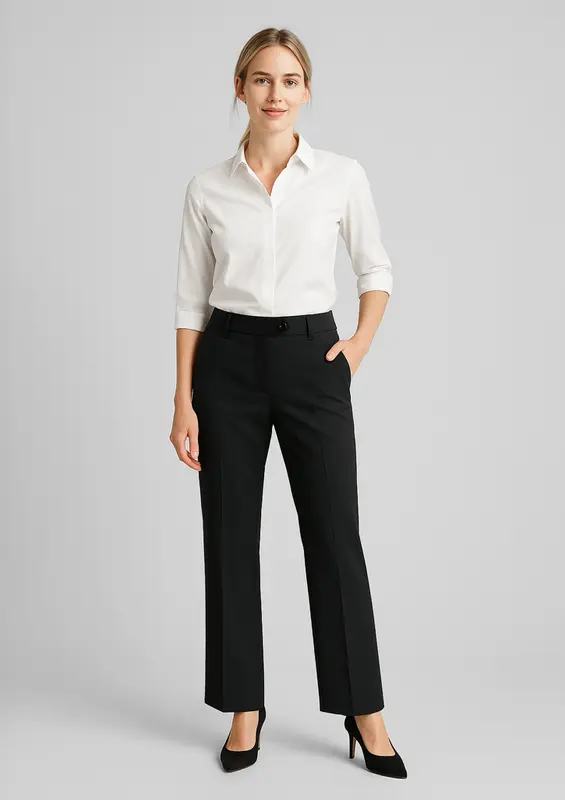 Comfort Wool Stretch Womens Adjustable Waist Pant – Pants – available in black, blue colours