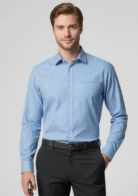 Ellison Mens Long Sleeve Shirt – Shirts – available in black, blue, silver colours