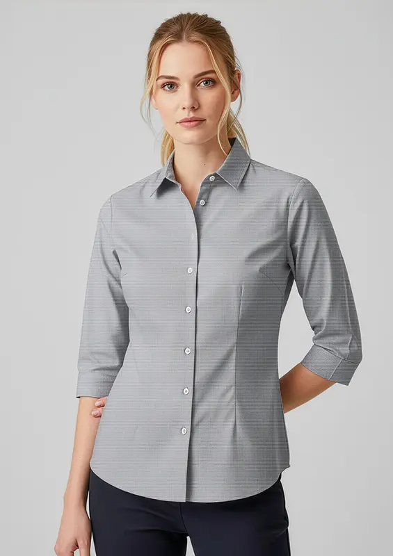 Jagger Womens 3/4 Sleeve Shirt – Shirts – available in blue, silver colours