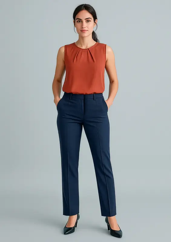 Cool Stretch Womens Tapered Leg Adjustable Waist Pant – Pants – available in black, blue colours