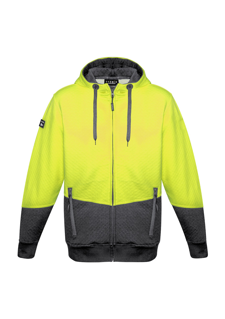 Unisex Hi Vis Textured Jacquard Full Zip Hoodie